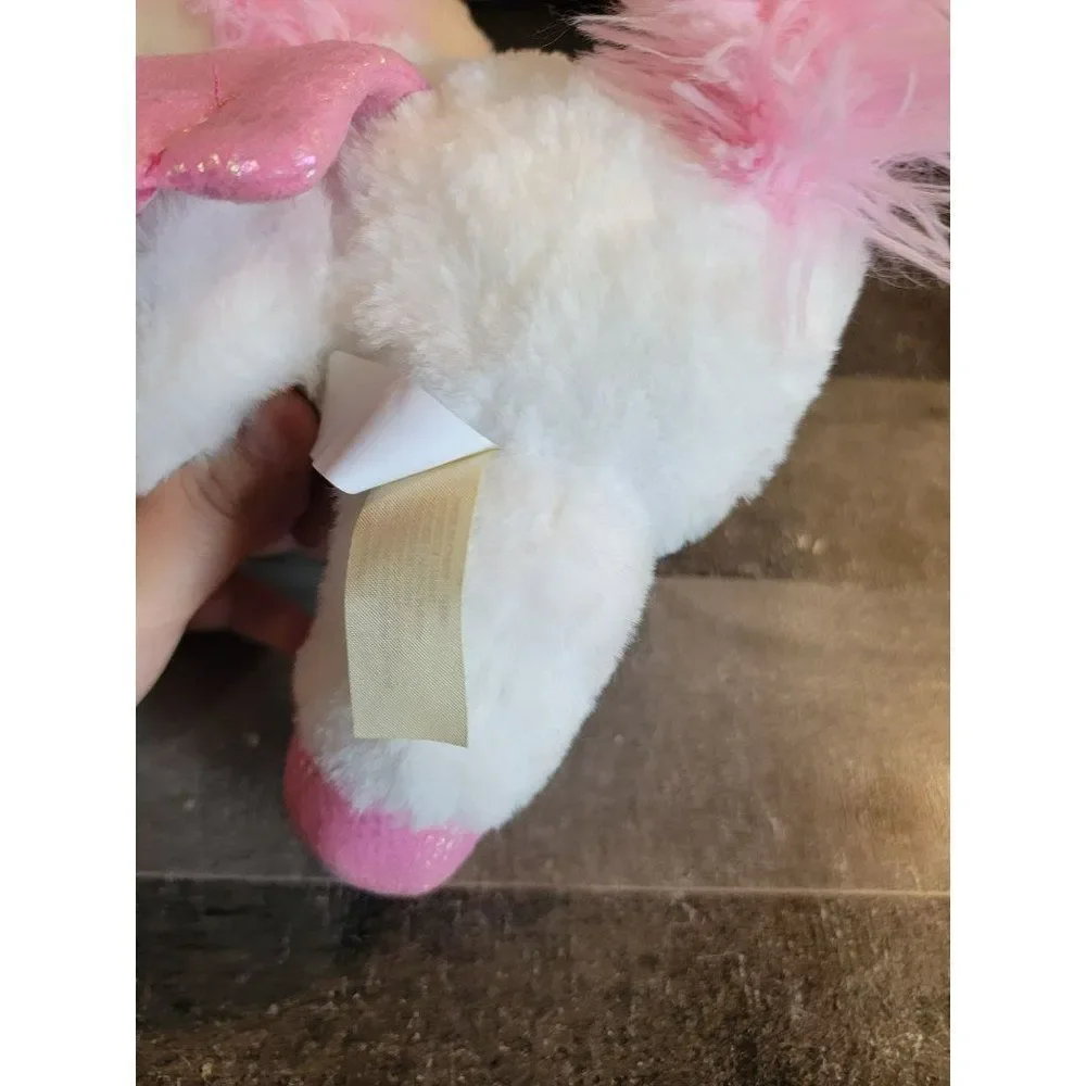 Pink white glitter Pegasus unicorn mythical creature‎ plush stuffed animal